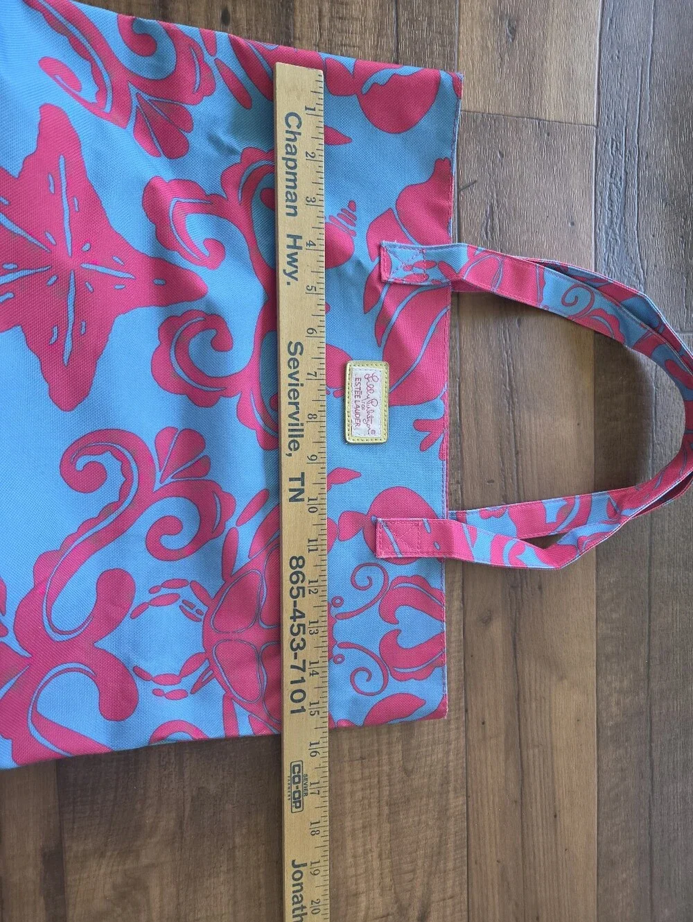 Lilly Pulitzer For Estee Lauder Bright Pink & Blue Decorative Beach Tote Bag.